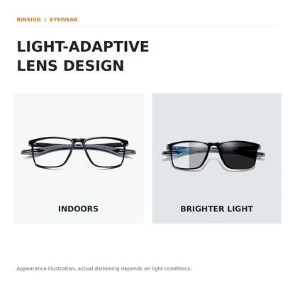 Eyeglasses indoor versus outdoor lens appearance illustration