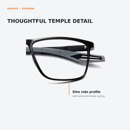 Black frame side profile detail