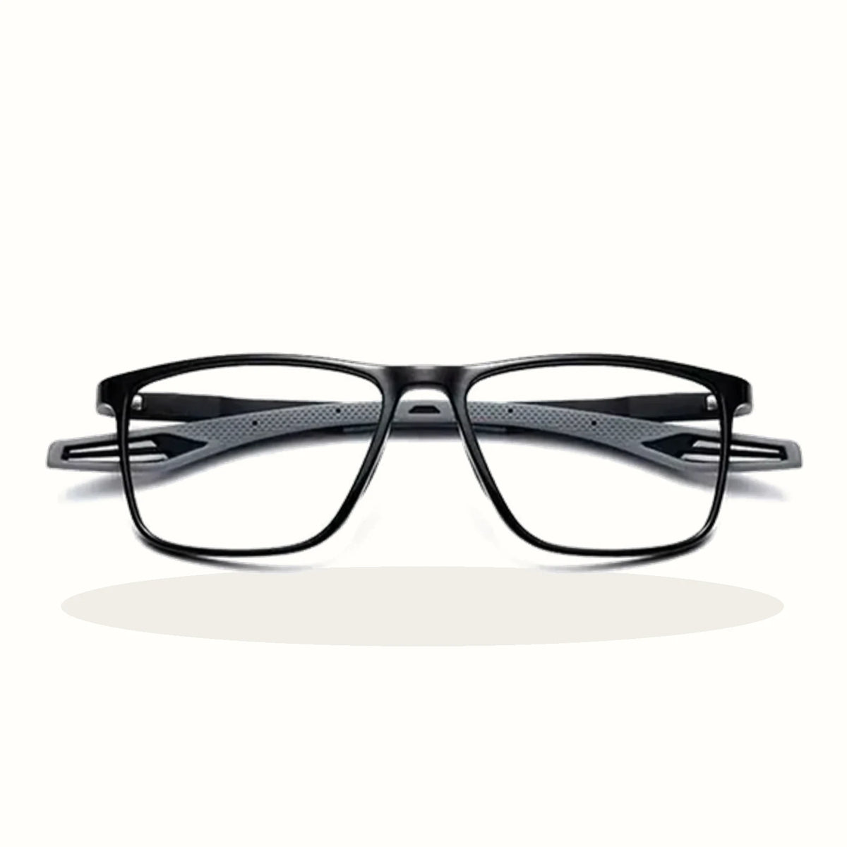 Black rectangle glasses front view