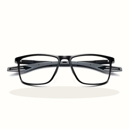 Black rectangle glasses front view